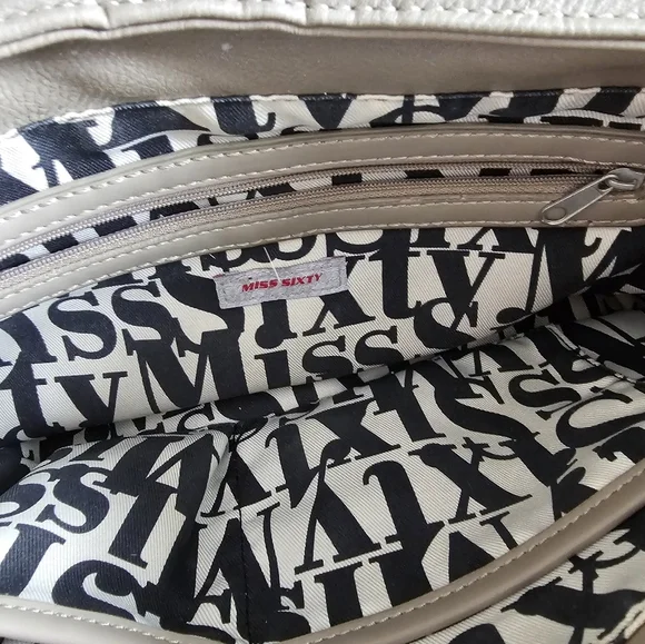 Miss Sixty Gray Leather Shoulder Bag 2000's y2k - Picture 9 of 11